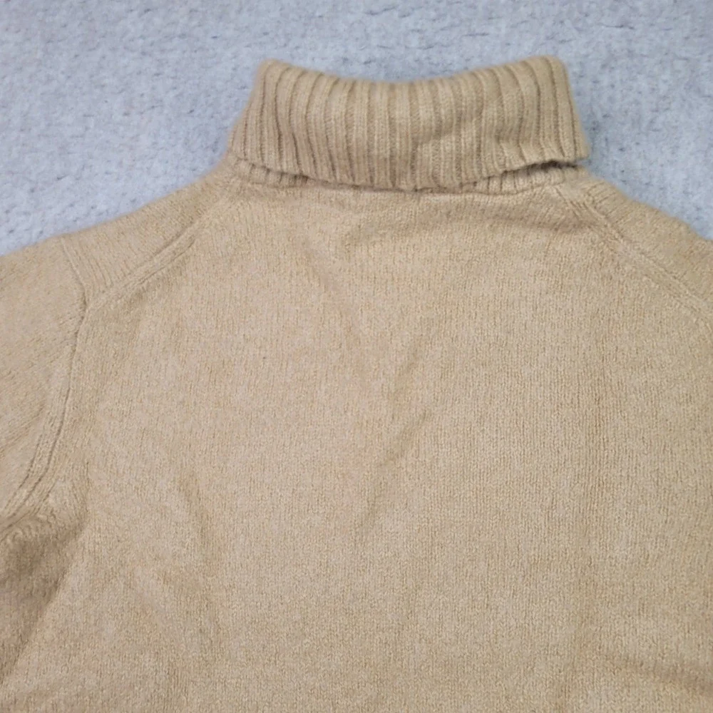Eddie Bauer Alpaca Wool Sweater Mens M Tan Pullover Shawl‎ Collar